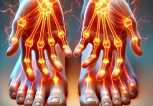 Burning pain radiating in hands or feet